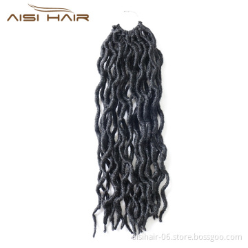 Aisi Hair Synthetic 16 Inch Crochet Hair Braids Faux Locs Afro Crochet Curly Goddess Braiding Hair for Black Women